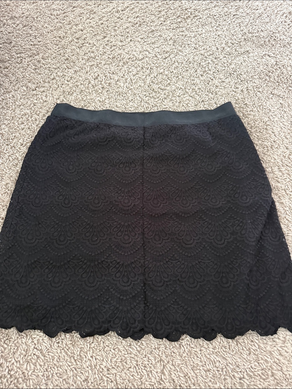 J. Crew Black Lace Mini Skirt with Scalloped Hem